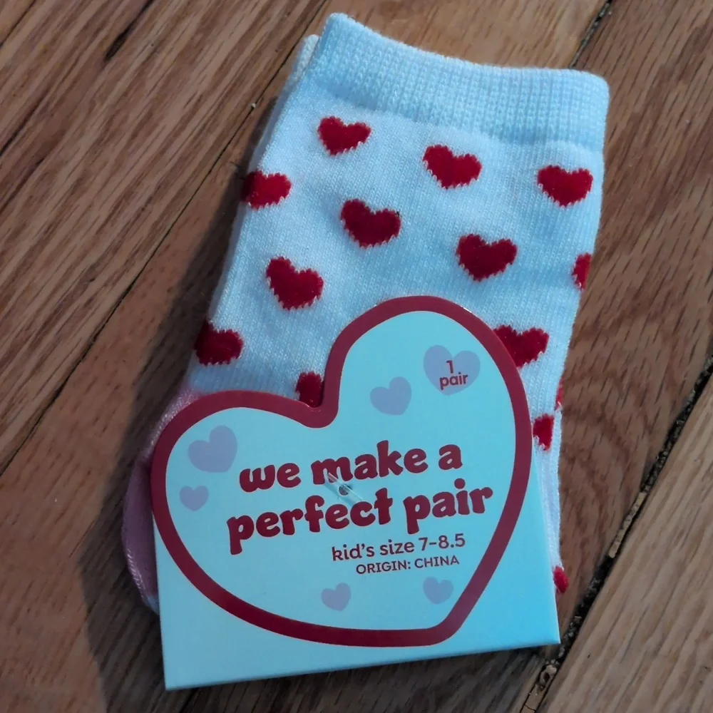 Kids' Heart and Frog Themed Socks Set‎ Of 3 Size 7-8.5